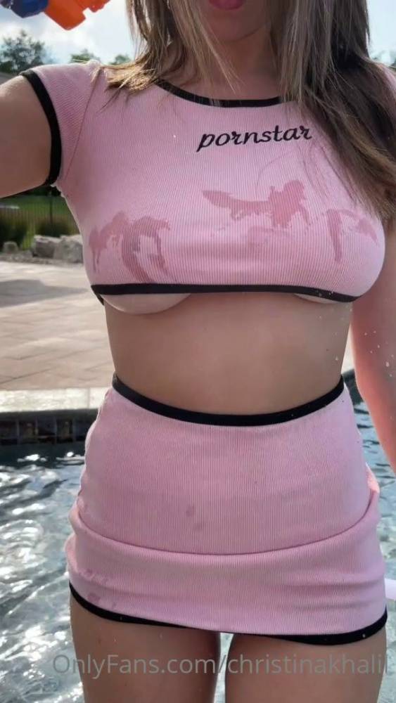 Christina Khalil Nude Wet T-shirt Strip Onlyfans Video Leaked - #11