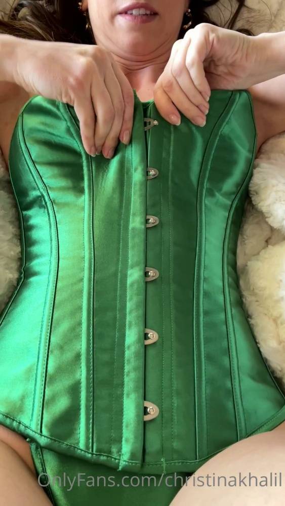 Christina Khalil Green Corset Strip Onlyfans Video Leaked - #1