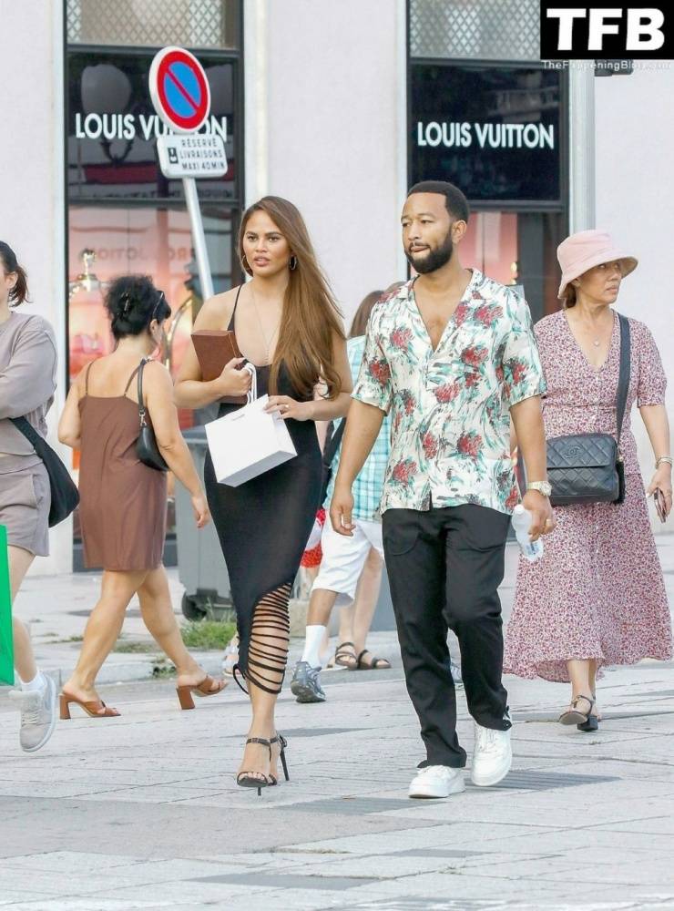 Chrissy Teigen Goes Braless Under a Very Sexy Sheer Black Dress in France - #23