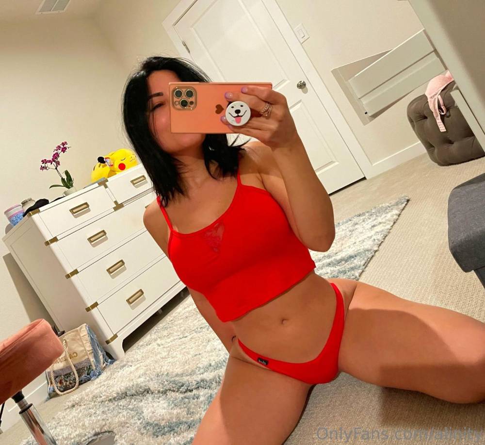 Alinity Braless Red Thong Mirror Selfies Onlyfans Set Leaked - #2