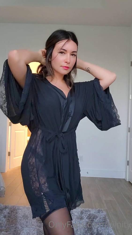 Alinity Black Lingerie Lace Robe Strip Onlyfans Video Leaked - #7
