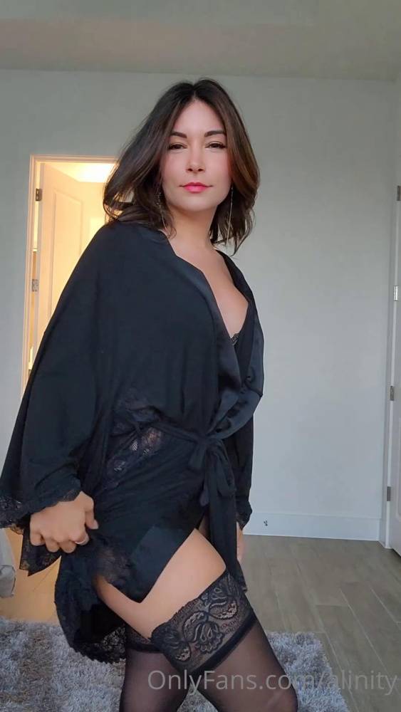 Alinity Black Lingerie Lace Robe Strip Onlyfans Video Leaked - #2