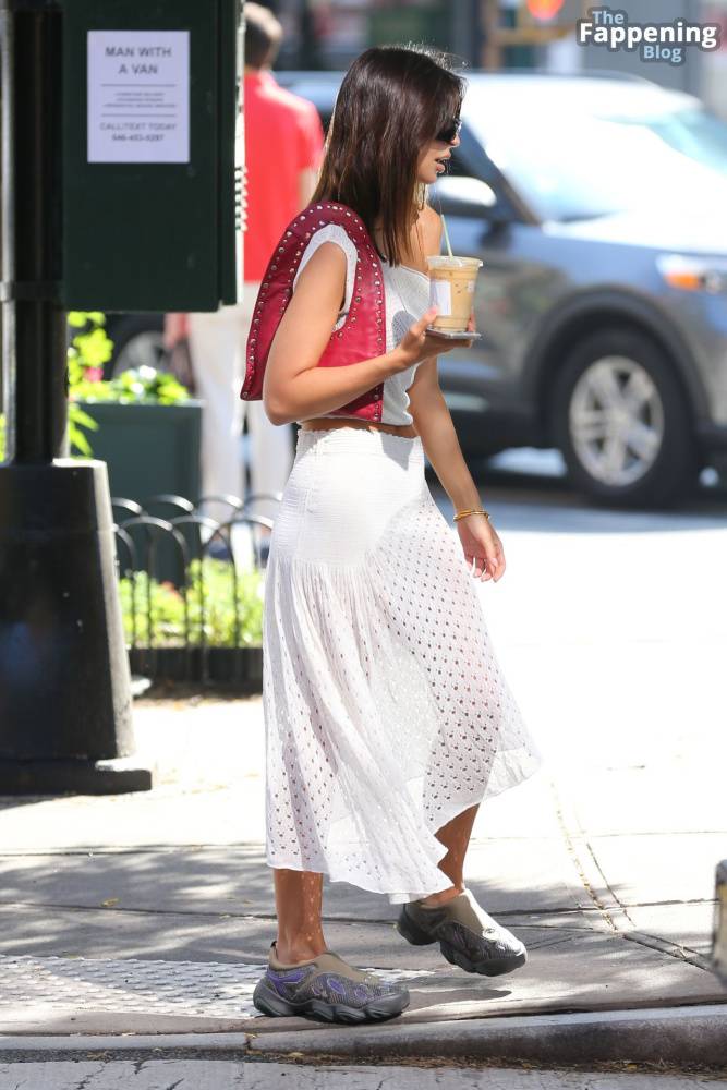 Emily Ratajkowski Stuns in a White Crop Top & See-Through Skirt in NYC (43 Photos) - #17