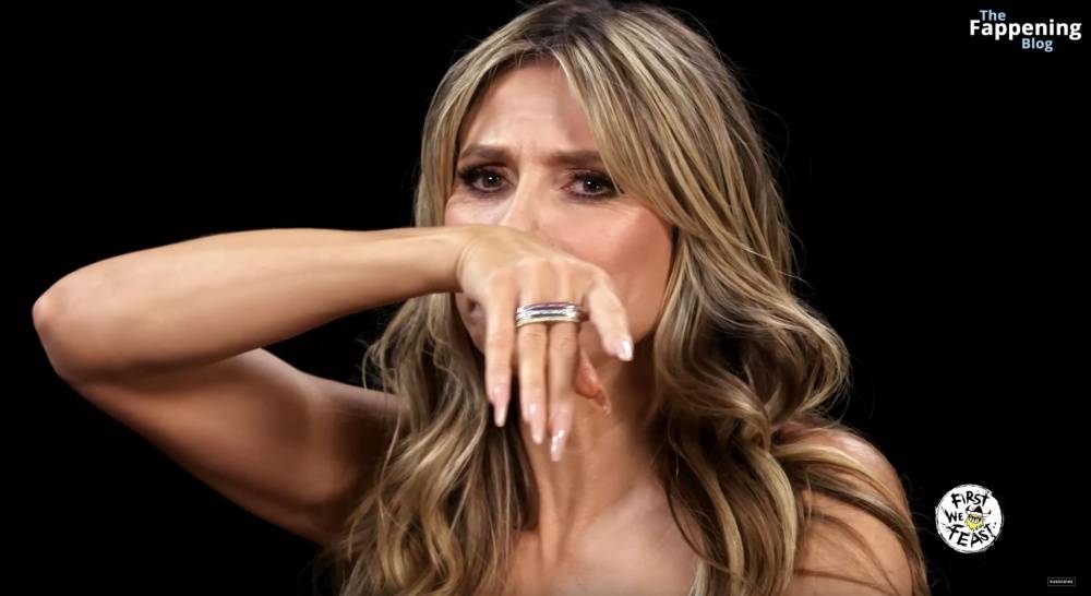 Heidi Klum Strips Down to Her Red Bra on Hot Ones (62 Pics + Video) - #25