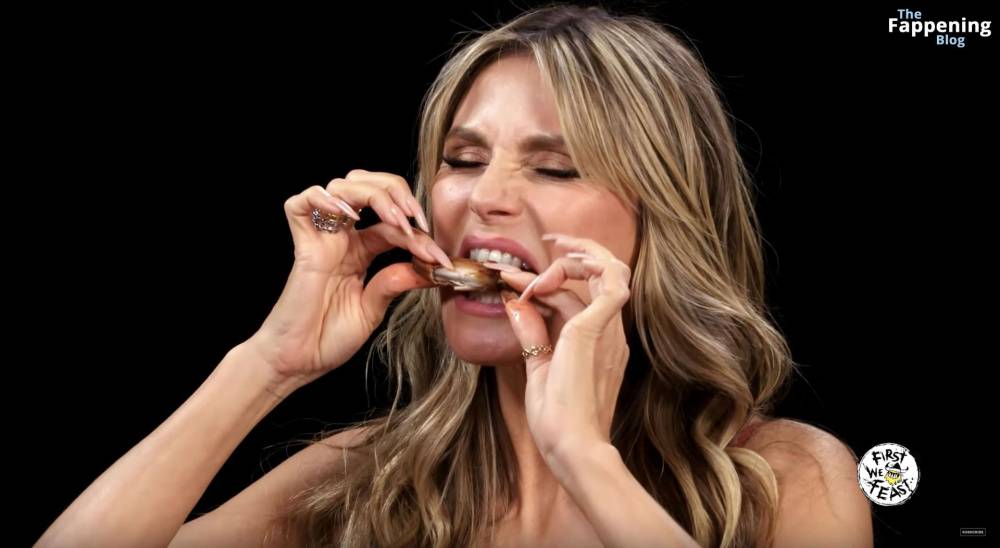 Heidi Klum Strips Down to Her Red Bra on Hot Ones (62 Pics + Video) - #29