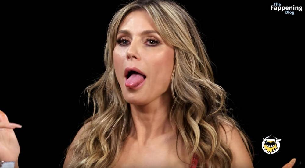 Heidi Klum Strips Down to Her Red Bra on Hot Ones (62 Pics + Video) - #23