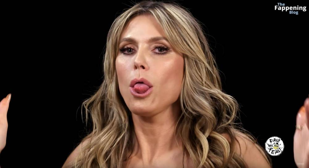 Heidi Klum Strips Down to Her Red Bra on Hot Ones (62 Pics + Video) - #24