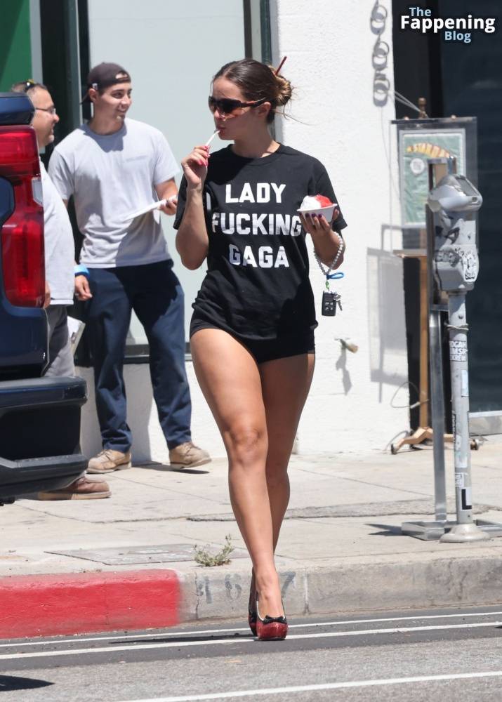 Addison Rae Rocks Bold “Lady Gaga” Tee and Red Heels in Los Angeles (27 Photos) - #23