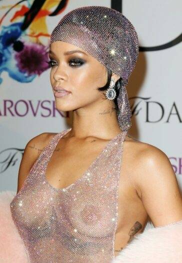 Rihanna Nude Sheer Sequin Dress Nip Slip Leaked - Barbados on fansphoto.pics