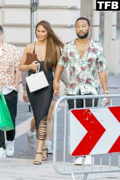 Chrissy Teigen Goes Braless Under a Very Sexy Sheer Black Dress in France - France on fansphoto.pics